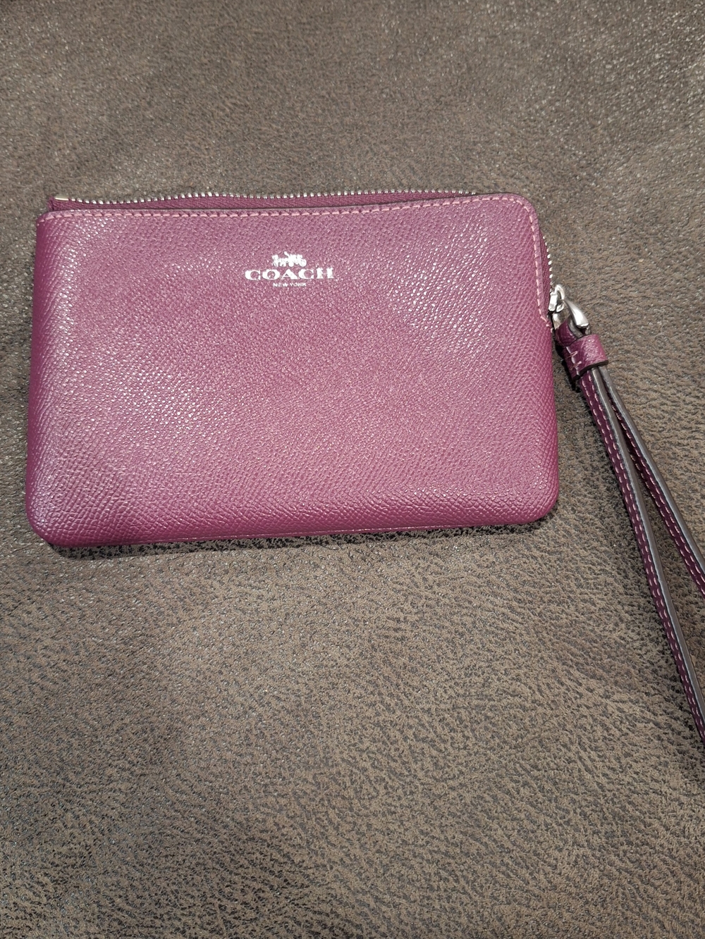 COACH Purple Leather Wristlet Pouch
